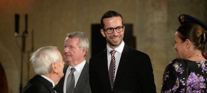 Český tenista Radek Štěpánek během předávání státního vyznamenání na Pražském hradě