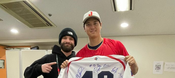 Ondřej Satoria s japonskou baseballovou hvězdou Shoheiem Ohtanim