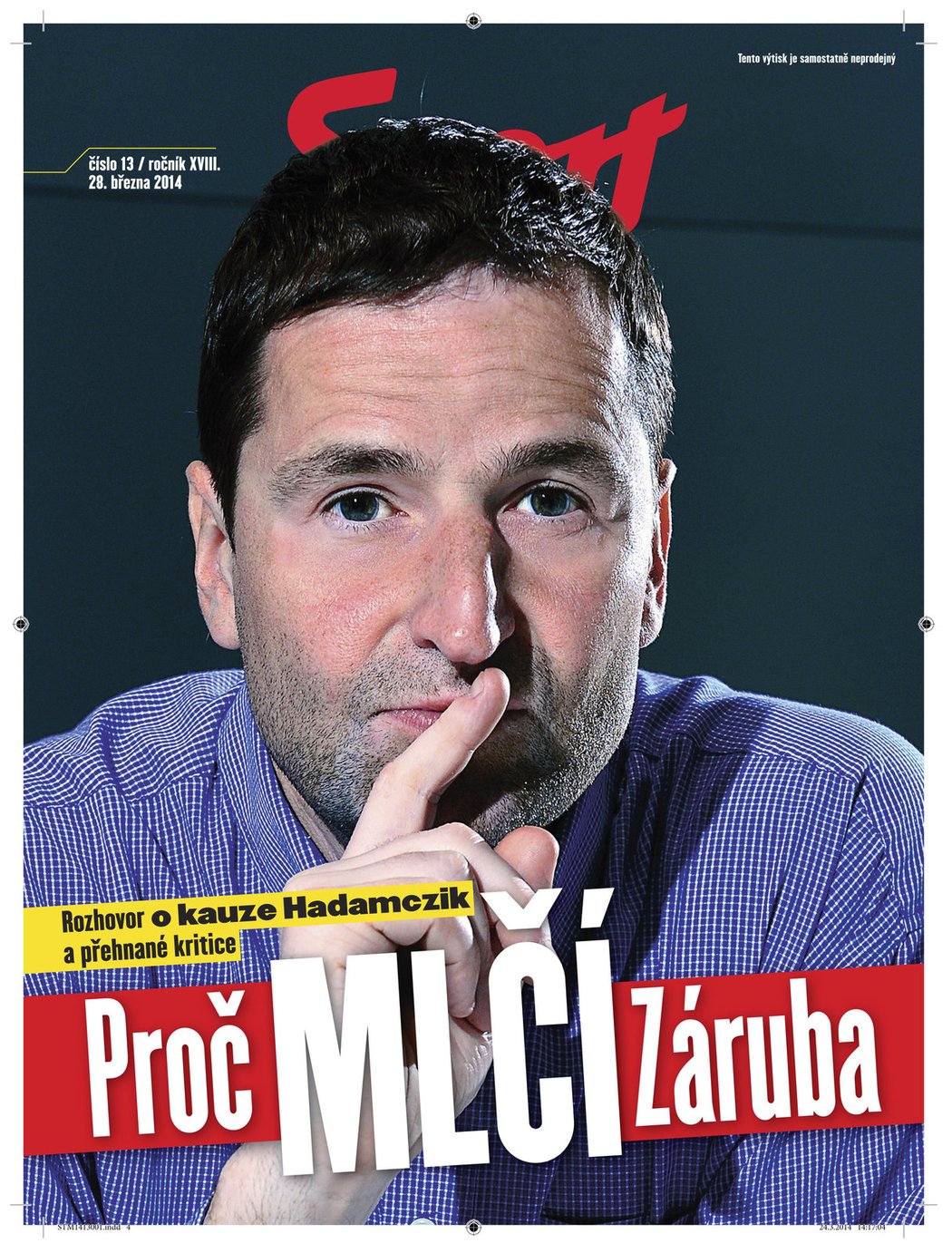 Titulní strana pátečního vydání Sport Magazínu