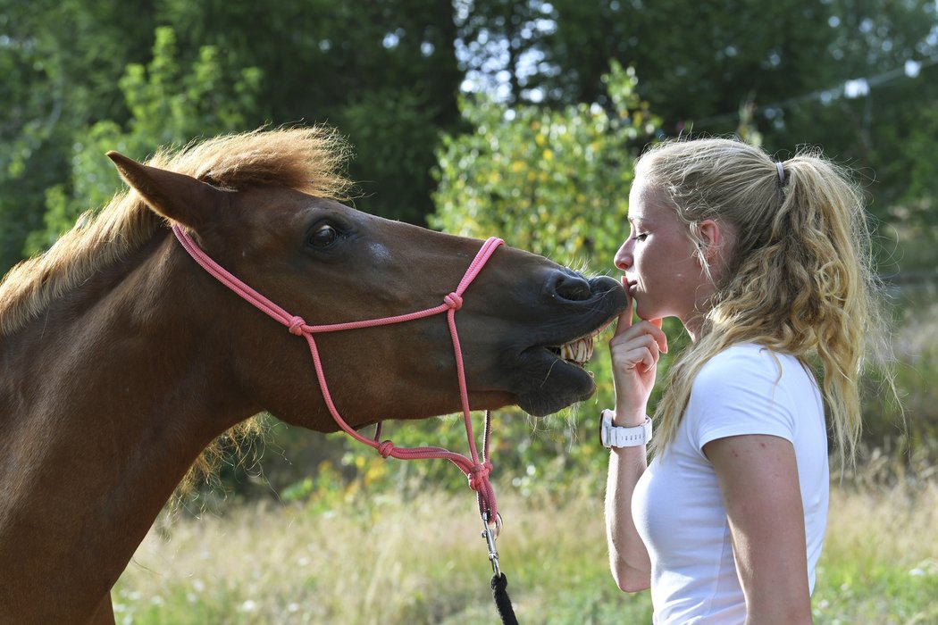 Česká biatlonistka Markéta Davidová se s láskou stará o koně.