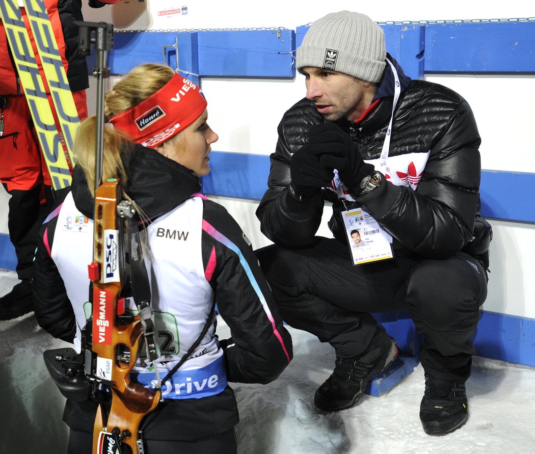 Koukal podpořil svou přítelkyni Soukalovou na závodě v biatlonu
