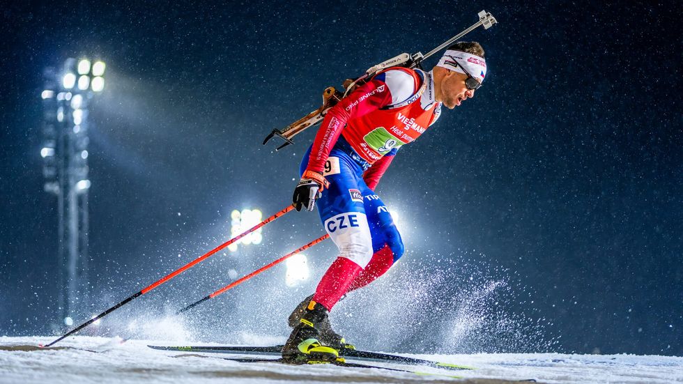Michal Krčmář během smíšené štafety ve švédském Östersundu
