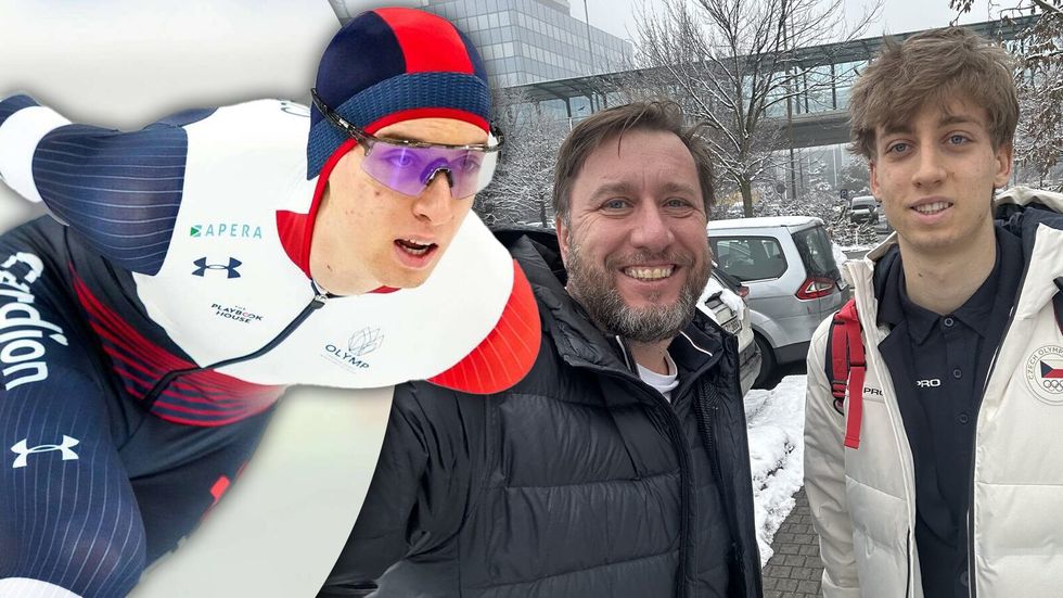 Rychlobruslař Metoděj Jílek s tátou Ondřejem