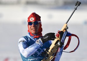 Michal Krčmář při tréninku na trati v korejském Pchjongčchangu