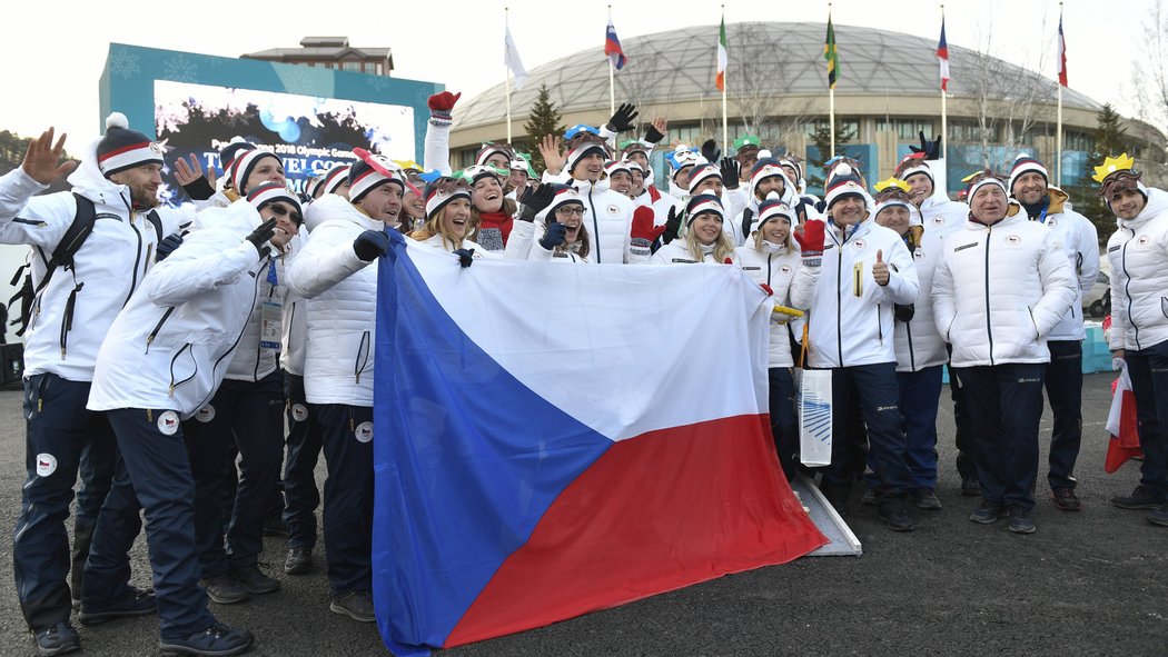 Přivítání české výpravy v olympijské vesnici