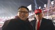Falešný Kim Jong-Un a Donald Trump navštívili zahájení olympiády