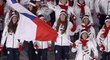 Eva Samková vede českou výpravu na slavnostním zahájení olympiády v Pchjongčchangu