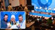 O tiskovou konferenci s Esterou Ledeckou a jejím týmem byl v dějišti olympiády velký zájem
