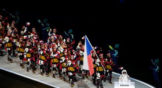 David Pastrňák jako vlajonoš české olympijské výpravy