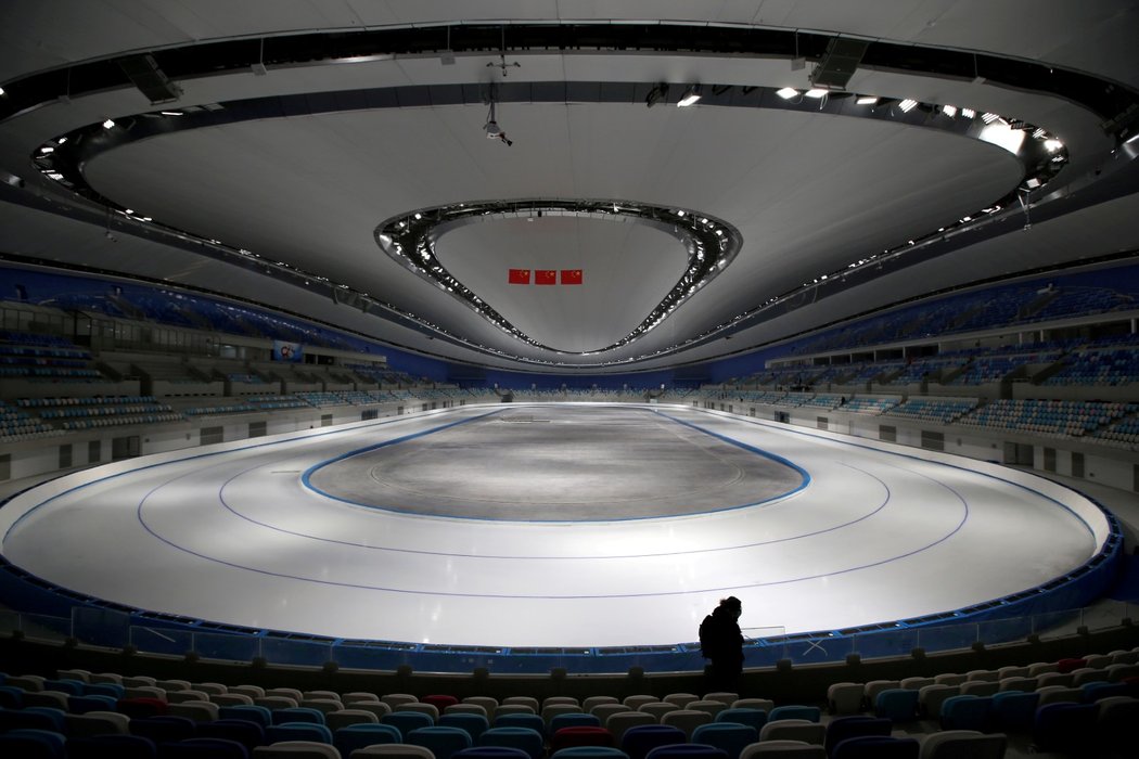 Rychlobruslařský ovál pro pekingskou zimní olympiádu