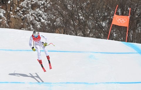 Ester Ledecká během sjezdu na ZOH