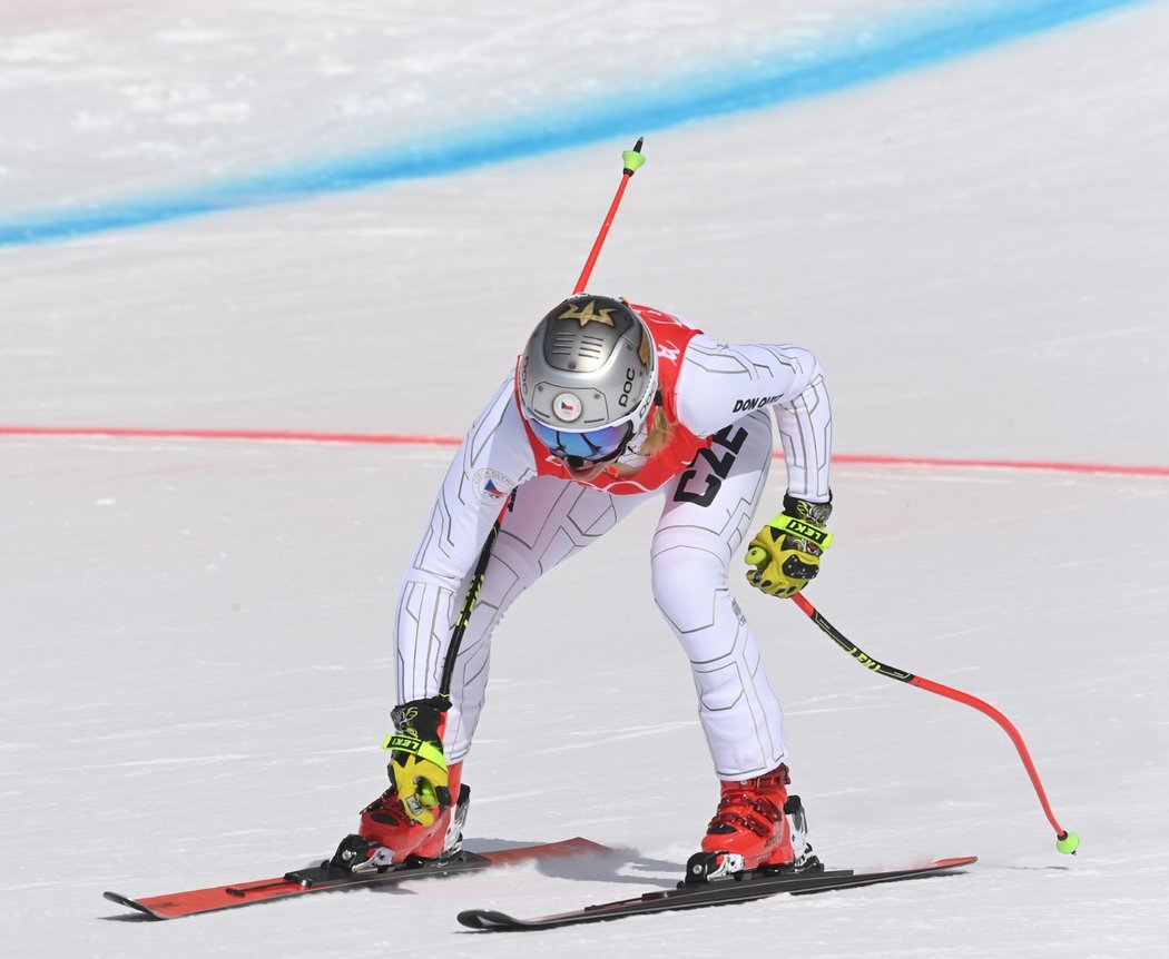 Ester Ledecká během sjezdu na ZOH