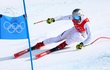 Ester Ledecká během Super-G na olympijských hrách Ester Ledecká během Super-G na olympijských hrách