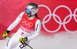 Ester Ledecká během Super-G na olympijských hrách Ester Ledecká během Super-G na olympijských hrách