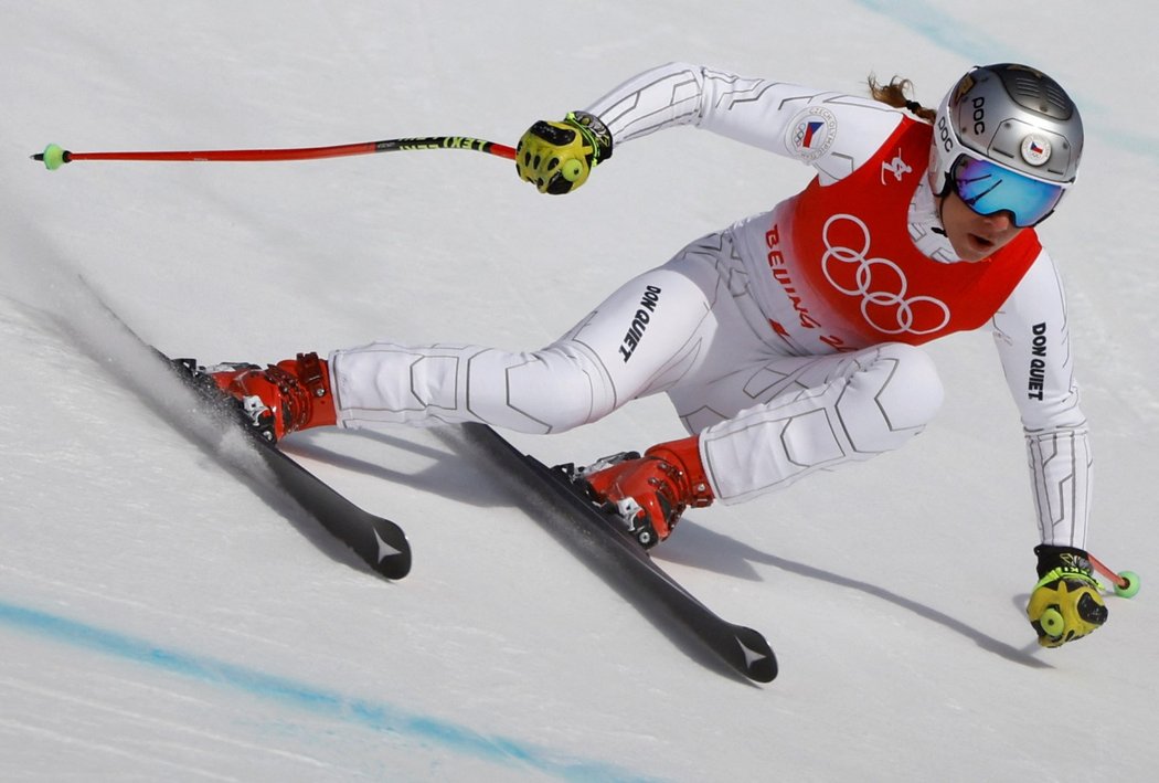 Ester Ledecká během Super-G na olympijských hrách