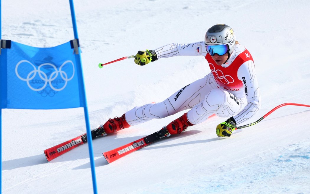 Ester Ledecká během Super-G na olympijských hrách