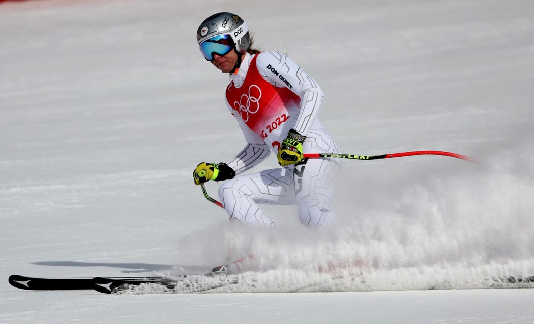 Ester Ledecká během Super-G na olympijských hrách