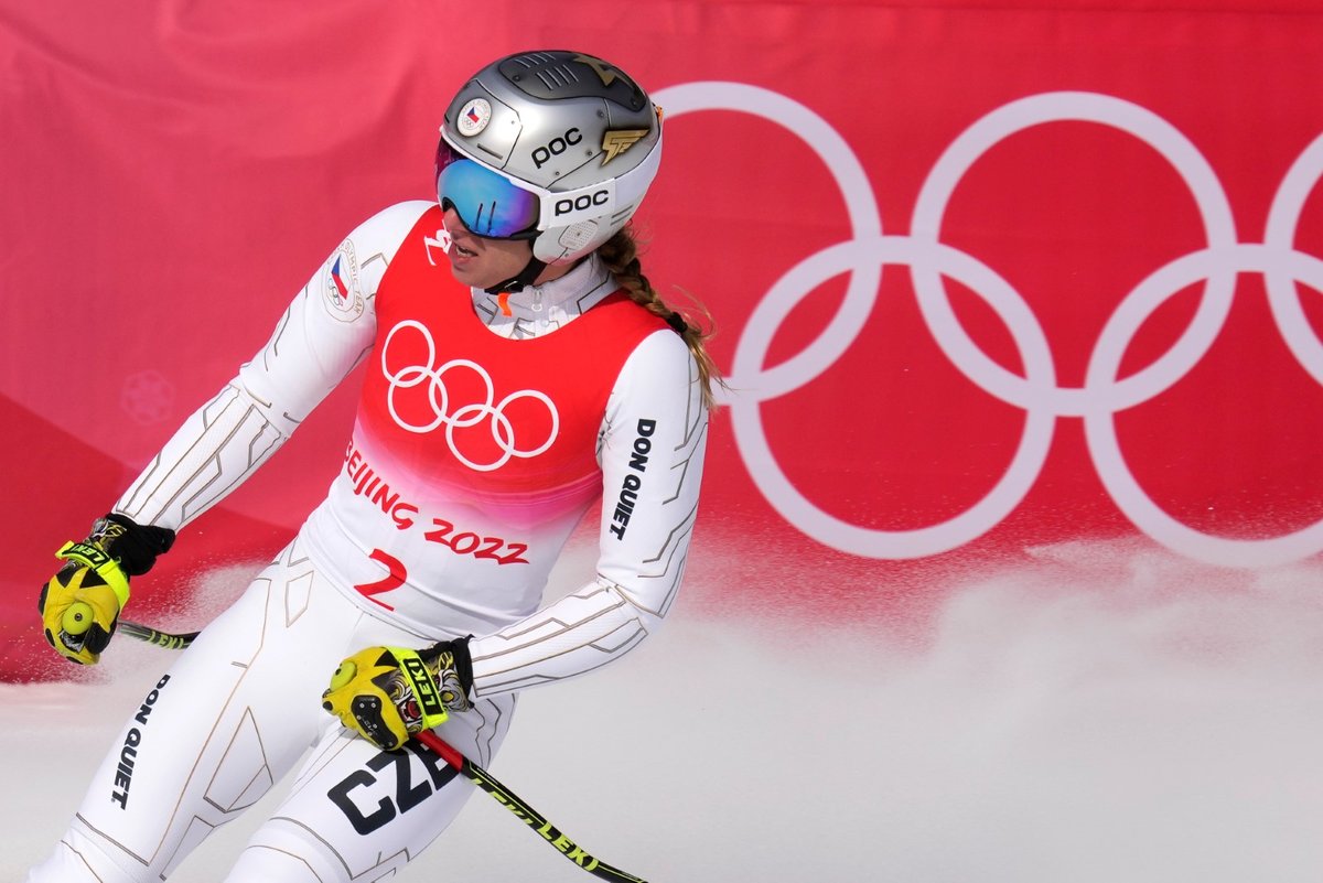 Ester Ledecká během Super-G na olympijských hrách