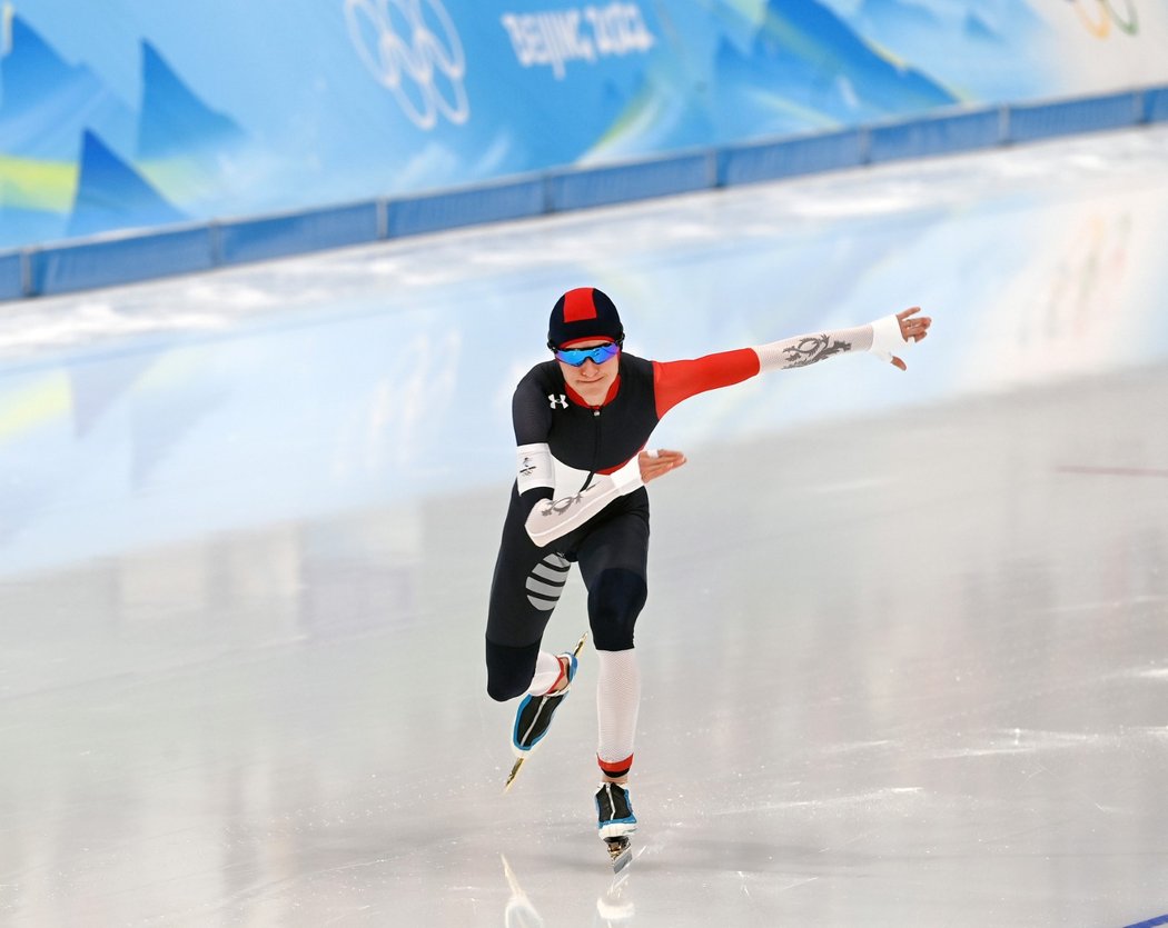 Martina Sáblíková v závodě na tři kilometry na olympiádě v Pekingu