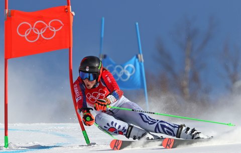 Slovenka Petra Vlhová během prvního kola obřího slalomu na ZOH