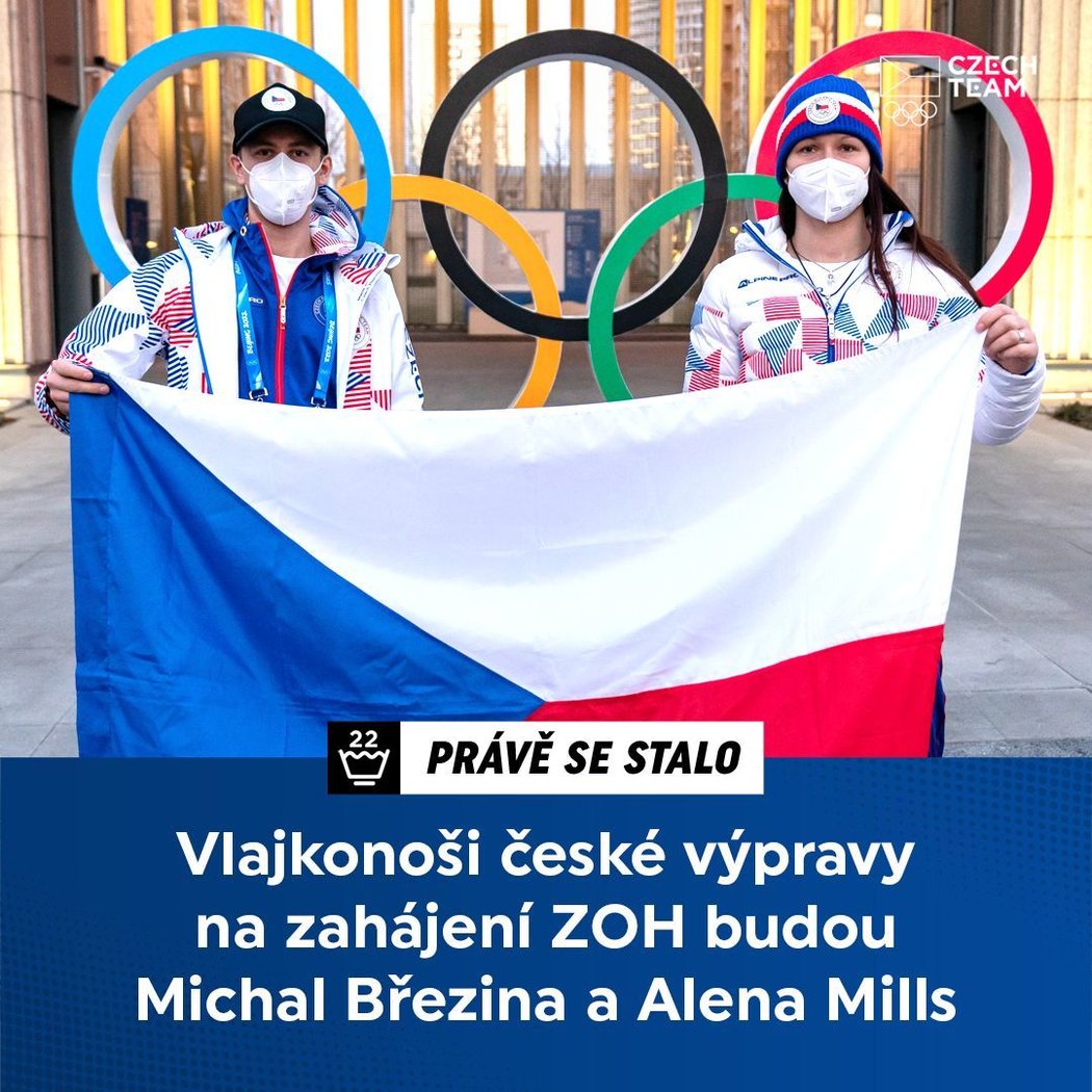 Čeští vlajkonoši pro ZOH v Pekingu, Alena Mills s Michalem Březinou