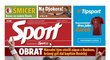 Titulní strana čtvrtečního deníku Sport