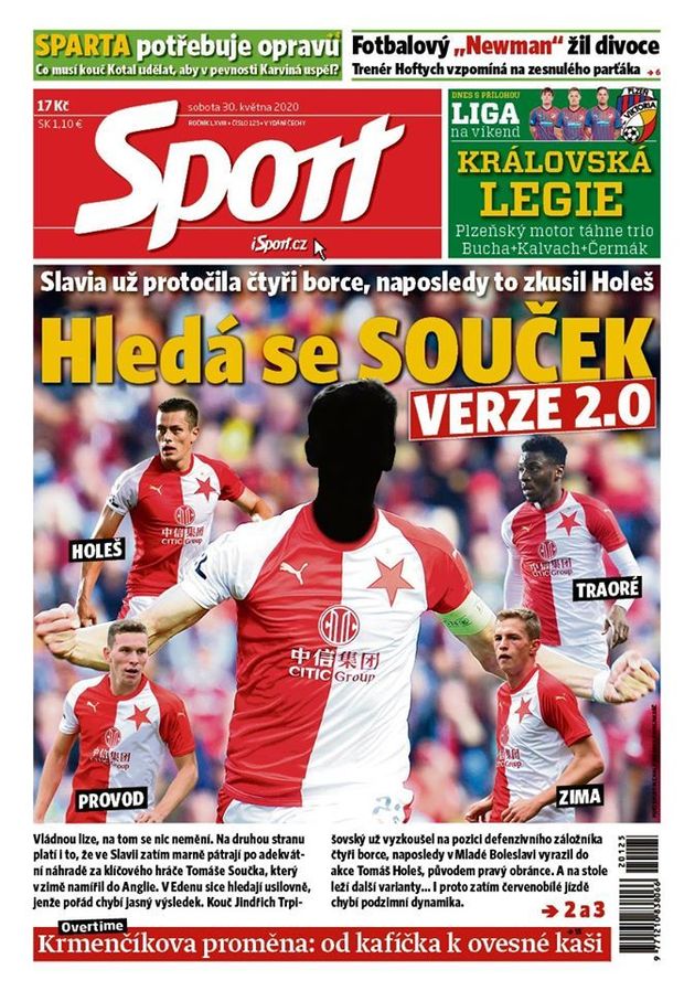 Deník Sport, sobota 30. května, titulní strana Deník Sport, sobota 30. května, titulní strana