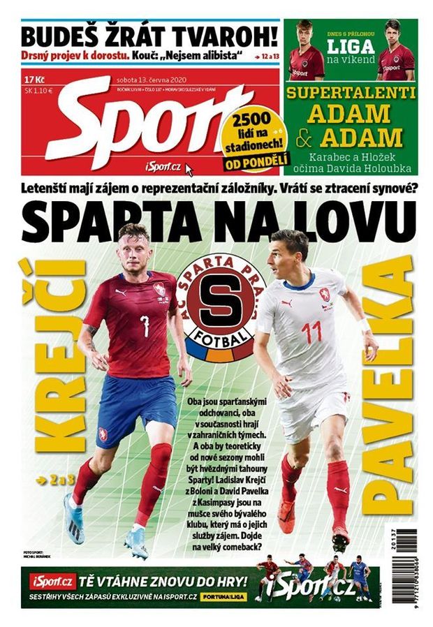 Deník Sport, titulní strana Deník Sport, titulní strana