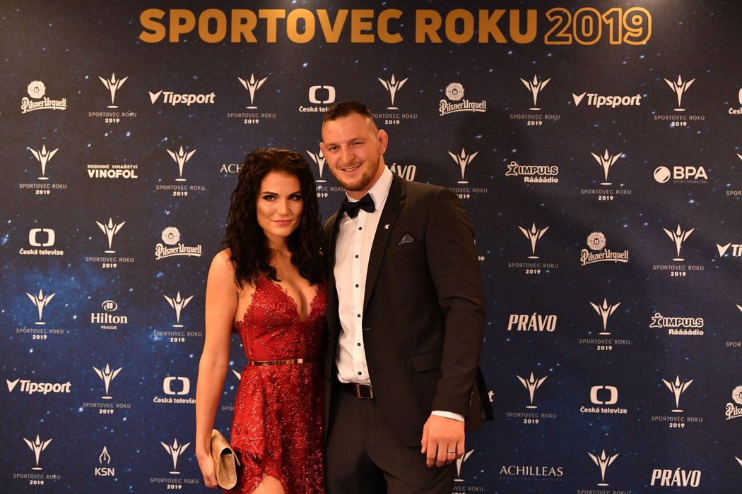 Lukáš Krpálek s manželkou Evou na vyhlášení Sportovce roku 2019