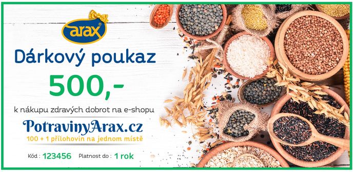 Dárkový poukaz na zdravé potraviny, Arax, 500 Kč