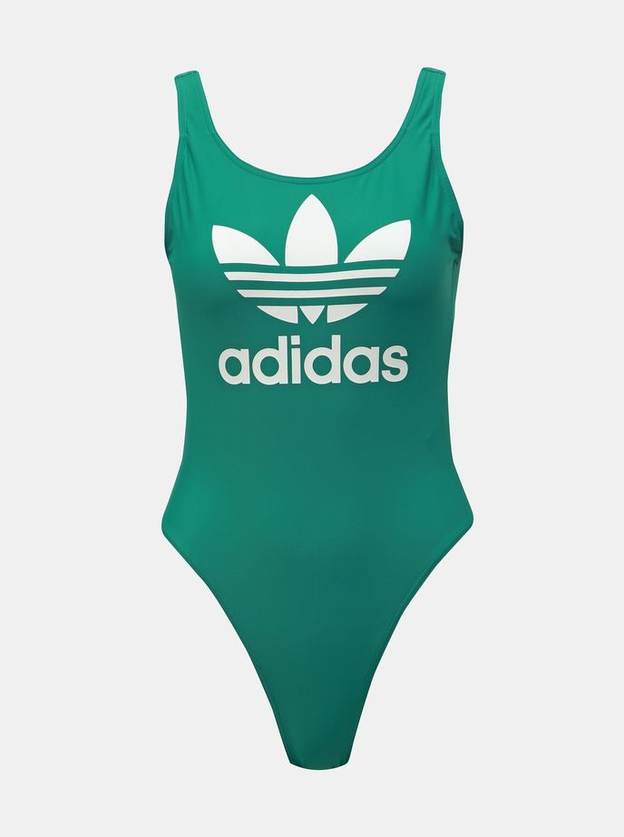 Zelené dámské jednodílné plavky s potiskem adidas Originals, zoot.cz, 699 Kč