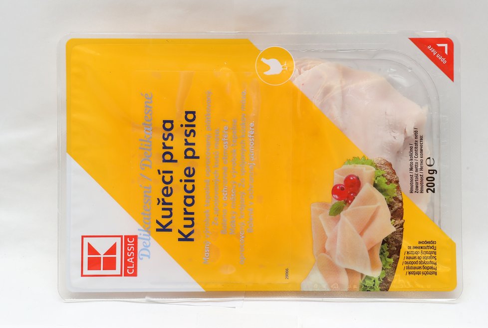 K-Classic Delikatesní kuřecí prsa 200 g Výrobce: Carnis Vertriebs, Německo ,K dostání: Kaufland