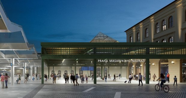 Vizualizace modernizace náměstí stanice Praha Masarykovo nádraží.