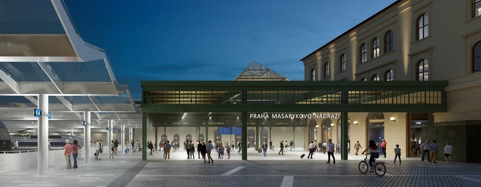 Vizualizace modernizace náměstí stanice Praha Masarykovo nádraží.