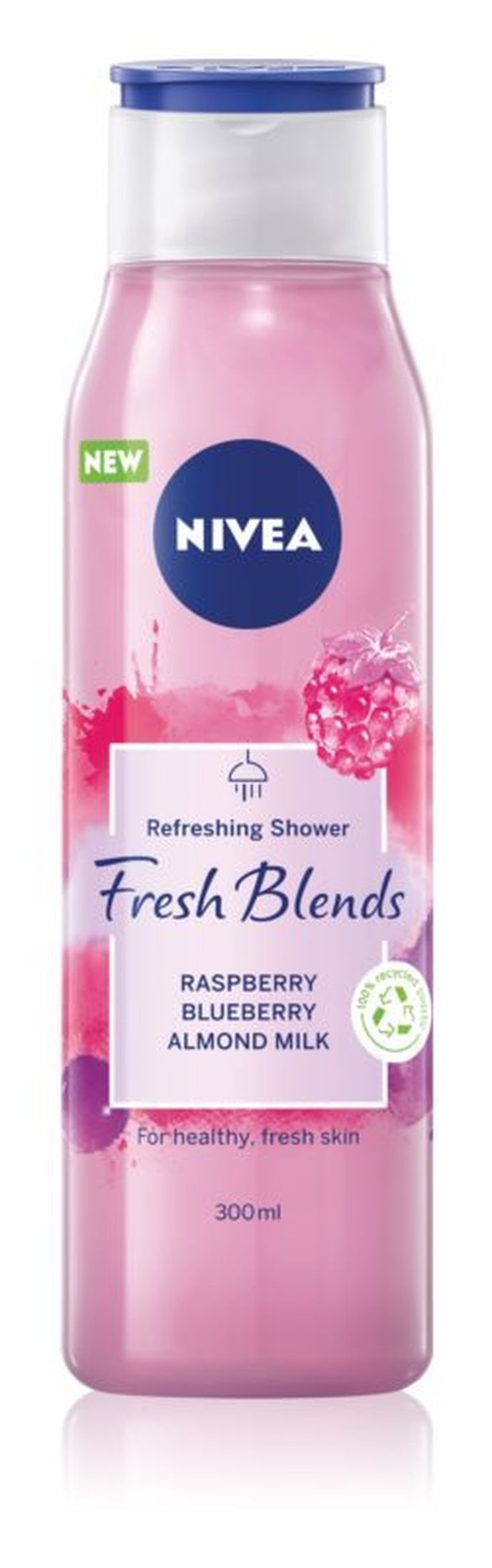 Osvěžující sprchový gel Fresh Blends Raspberry  Blueberry  Almond Milk, Nivea, 119 Kč/300 ml