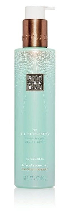 Rituals sprchový olej Ritual of Karma, 250 Kč za 200 ml, koupíte na www.rituals.cz nebo v prodejnách Rituals