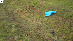 Místo srážky auta se skupinou chodců nedaleko obce Veľká Ida