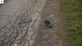 Místo srážky auta se skupinou chodců nedaleko obce Veľká Ida