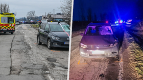 Místo srážky auta se skupinou chodců nedaleko obce Veľká Ida