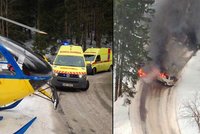 Srážka skibusu s dodávkou ve Špindlu: Těžce zraněné dítě a další 4 ranění