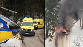 Ve Špindlu se srazil skibus s dodávkou. Jedno dítě bylo vážně zraněno