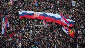 Masivní protesty v Bělehradě (15.3.2025)