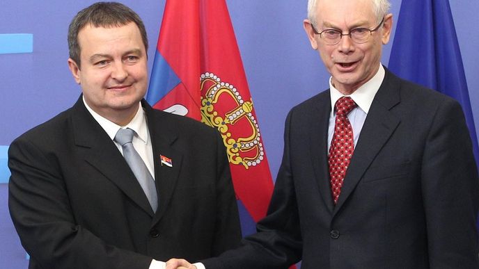 Srbský premiér Ivica Dačič s prezidentem Evropské rady Hermanem van Rompuyem