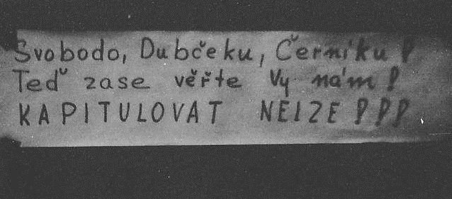 Po Praze se během srpnové okupace roku 1968 objevila řada různých ilustrací, nápisů a hesel.