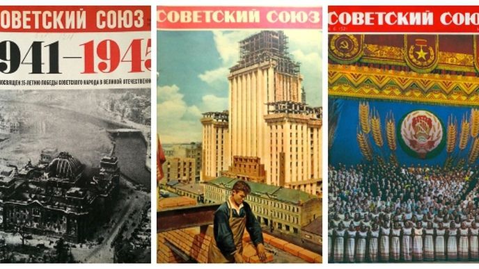 obálky časopisu Sovětský svaz, nejúspěšnějšího propagandistického časopisu bývalého SSSR, který vycházel ve 20 jazykových mutacích