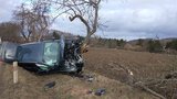Zfetovaný řidič ujížděl v kradeném autě: Ve velké rychlosti narazil do stromu