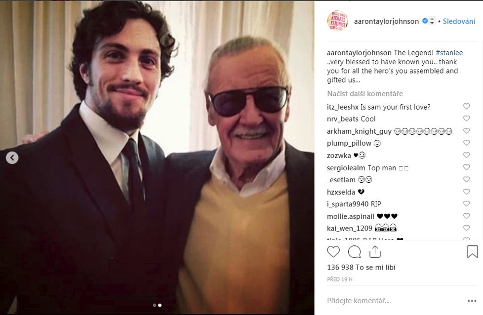 Stan Lee a Aaron Taylor-Johnson (Quicksilver z Avengers 2)