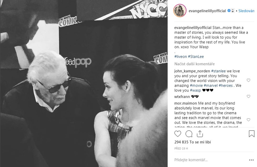 Stan Lee a Evangeline Lily (Wasp z Ant-Mana)