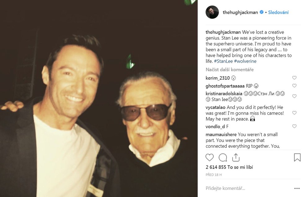 Stan Lee a Hugh Jackman (Wolverine z X-Menů)