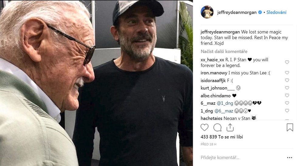 Stan Lee a Jeffrey Dean Morgan (Negan ze seriálu The Walking Dead)